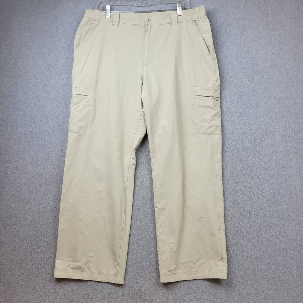 LL Bean Mens Pants Size 38 X 30 Cargo Zip Pocket Cotton‎ Khaki Outdoor Camping